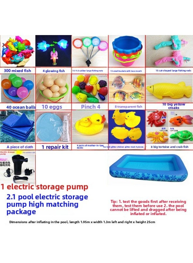 Fishing Pond Set Square Stall Thickeneded Inflatable Pool Kindergarten Magnetic Fish Fishing Rod Kidsren's Educational Toy Fish